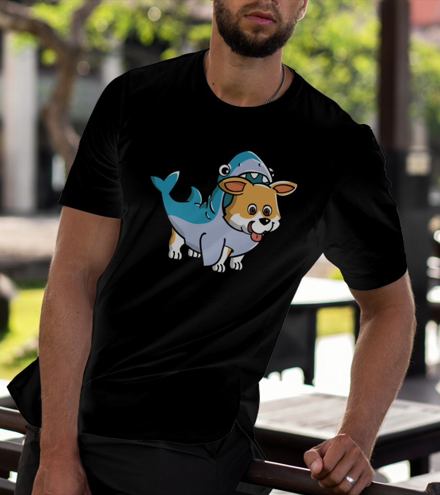 Corgi In Shark Costume Cute Hybrid T-Shirt
