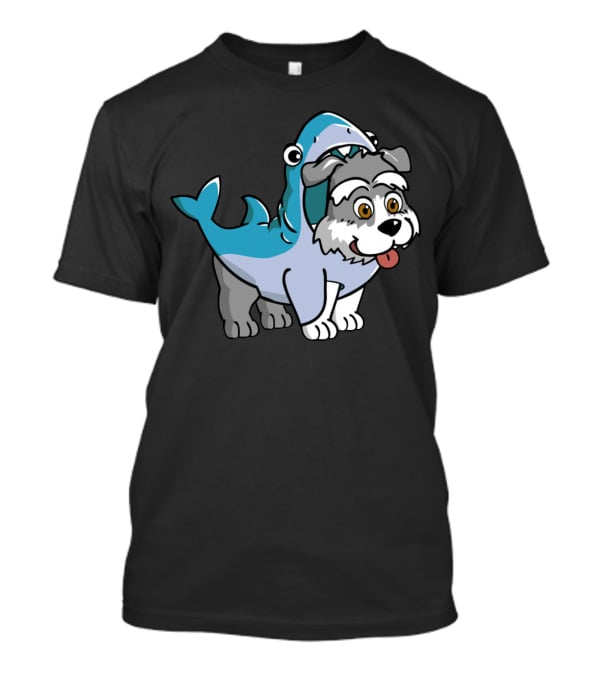 Schnauzer In Shark Costume Playful Cartoon Mashup T-Shirt