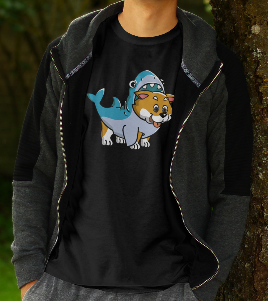 Shiba Inu Shark Costume Fusion Fun T-Shirt
