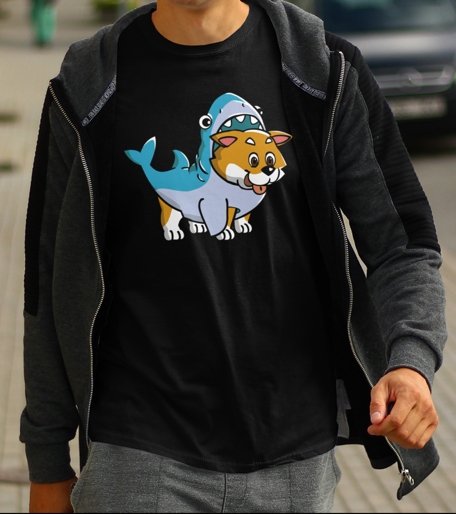 Shiba Inu Shark Costume Fusion Fun T-Shirt