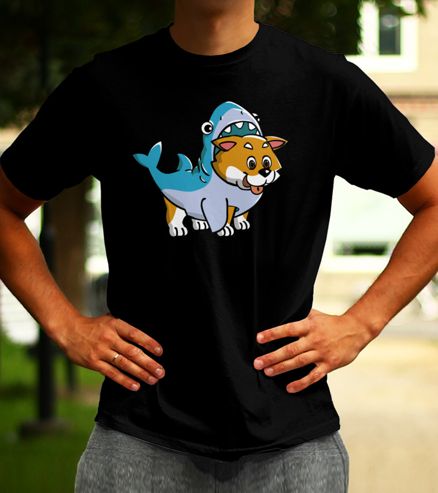 Shiba Inu Shark Costume Fusion Fun T-Shirt