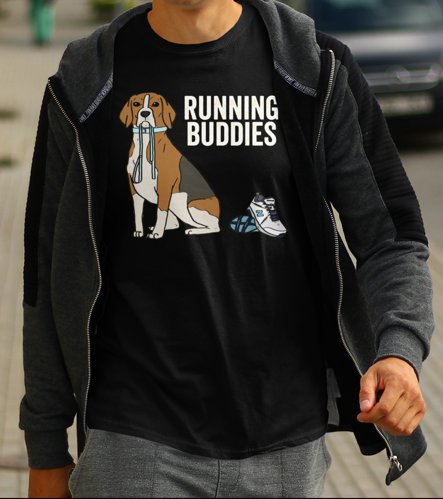 Beagle Running Buddies With Shoe And Leash T-Shirt