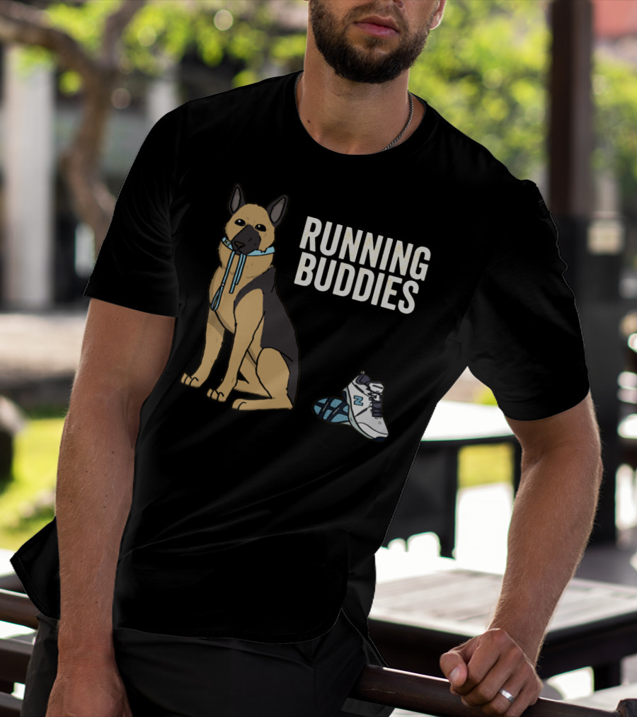 German Shepherd Running Buddies With Shoes And Collar T-Shirt
