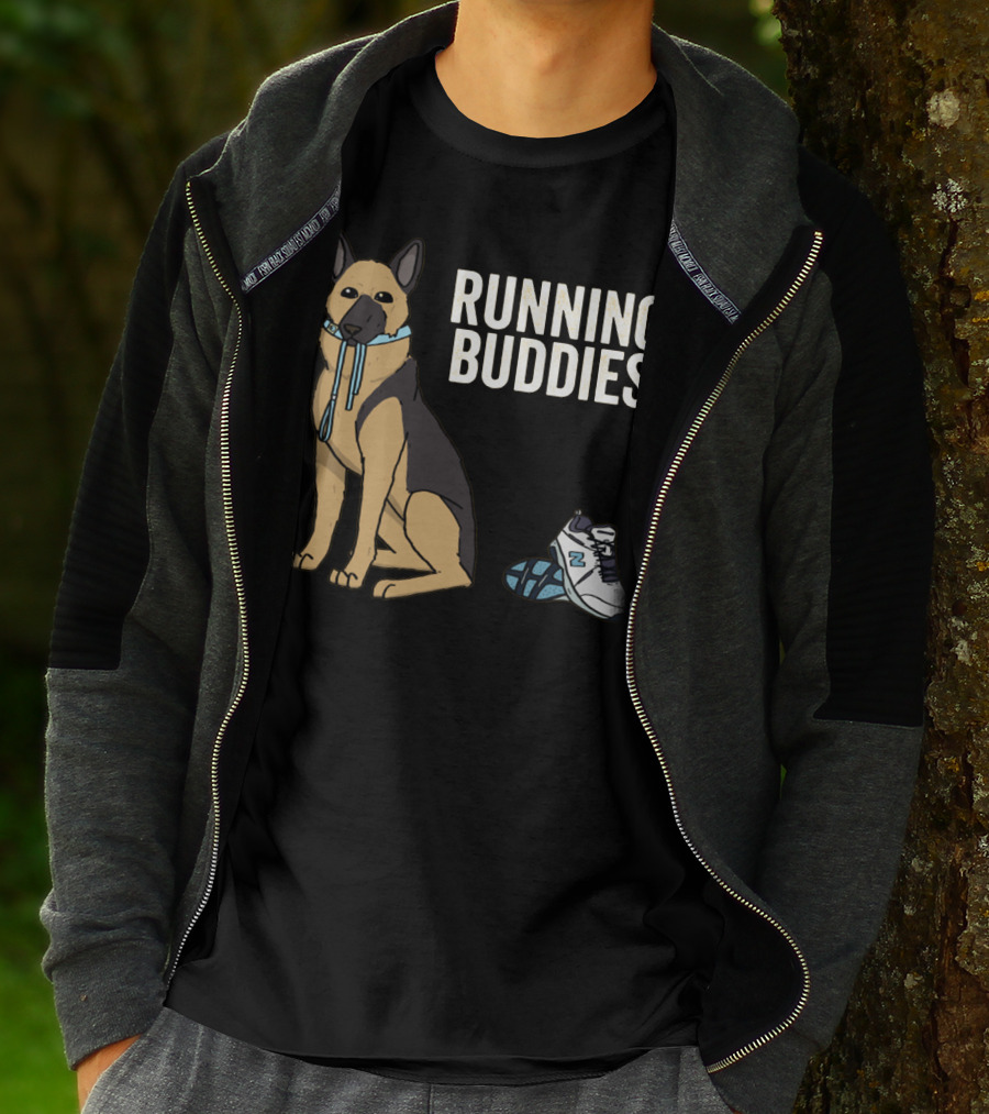 German Shepherd Running Buddies With Shoes And Collar T-Shirt