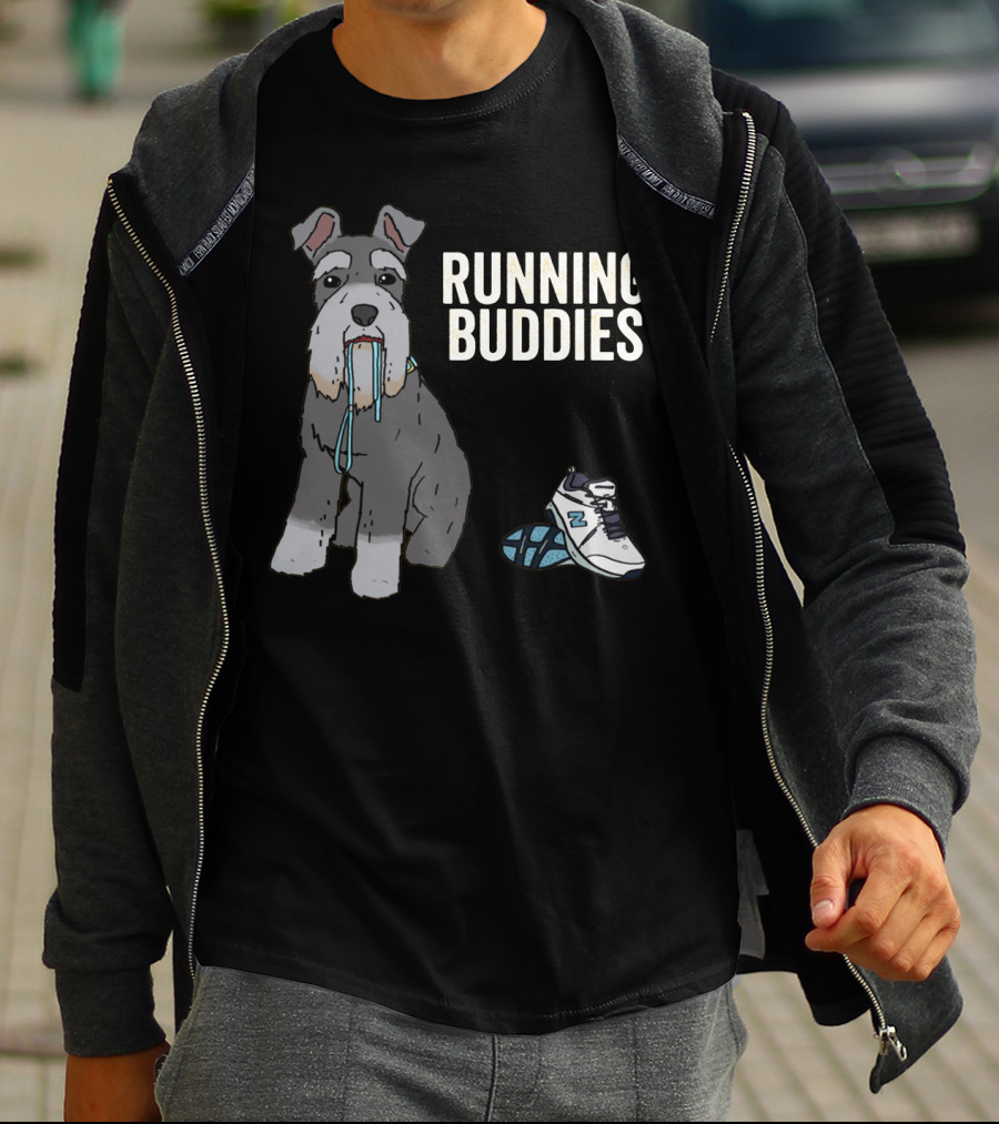 Schnauzer Running Buddies With Athletic Shoes And Laces T-Shirt