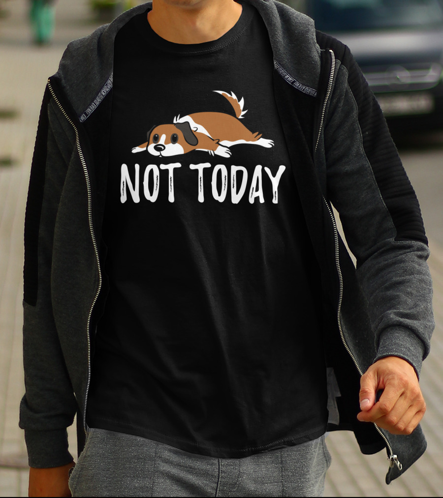 Not Today Funny St Bernard Illustration Lying Down T-Shirt