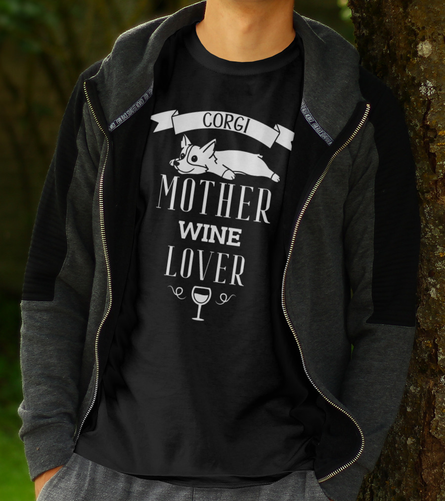 Corgi Mother Wine Lover Iconic Pet And Beverage Enthusiast T-Shirt