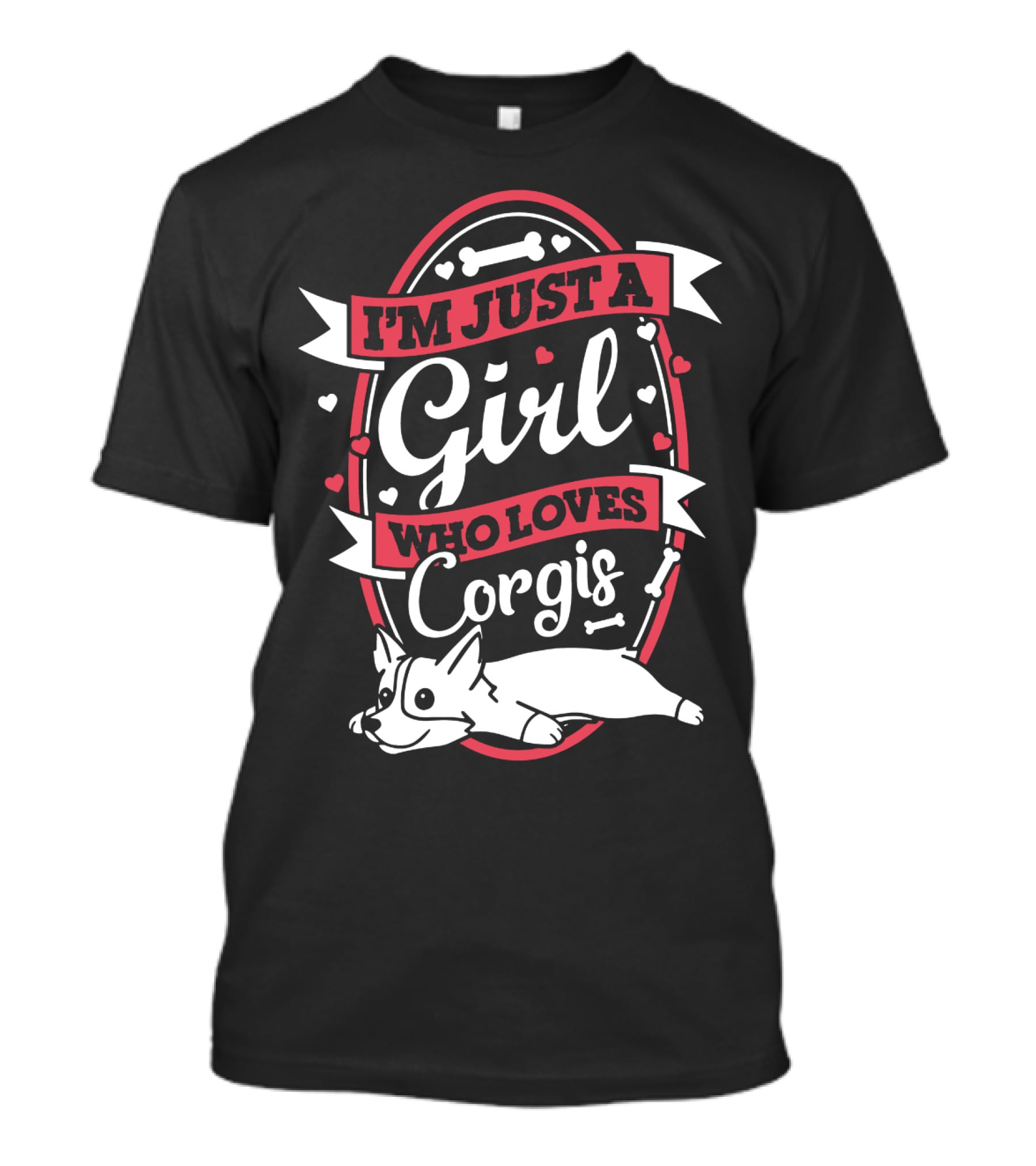 I'm Just A Girl Who Loves Corgis With Playful Hearts And Bones T-Shirt