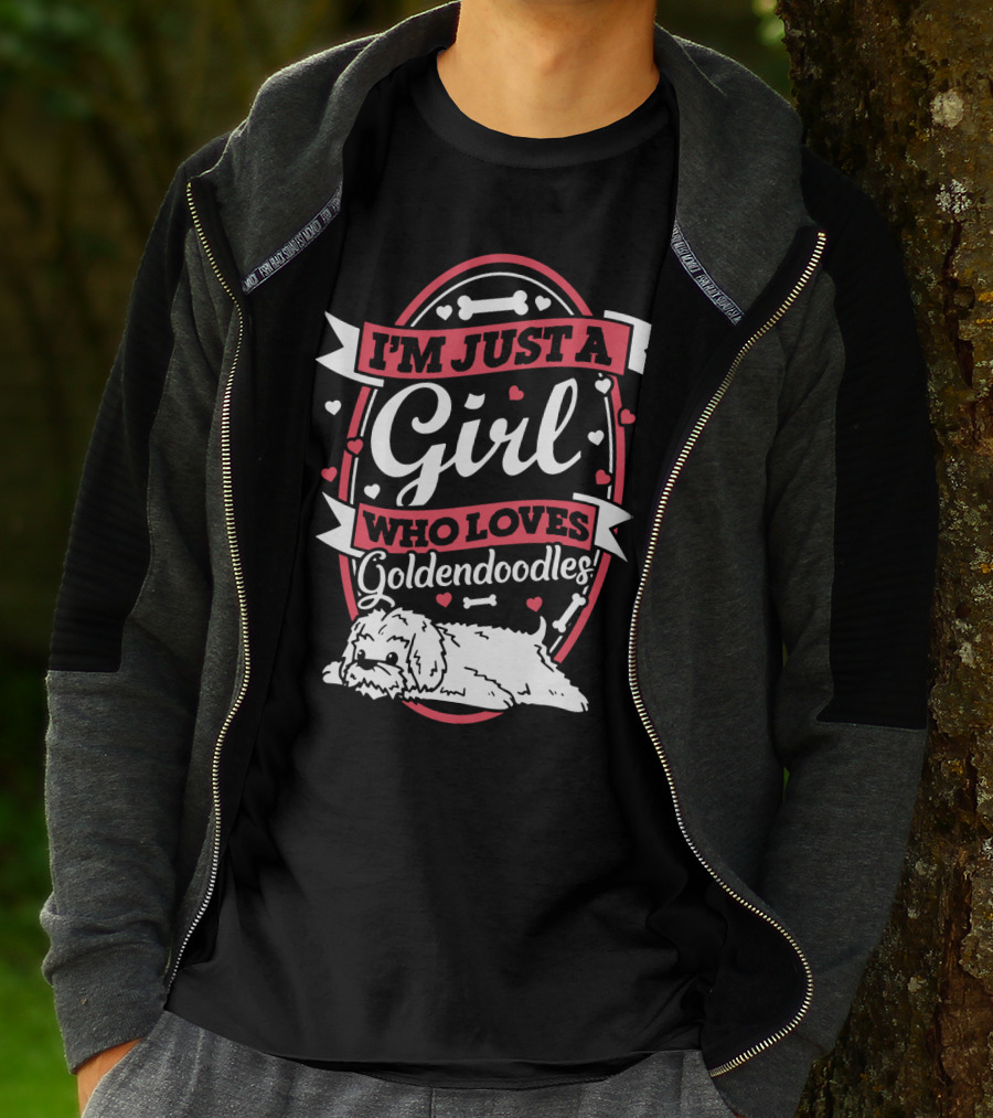 I'M JUST A GIRL WHO LOVES GOLDENDOODLES WITH HEART AND BONE ACCENTS T-Shirt