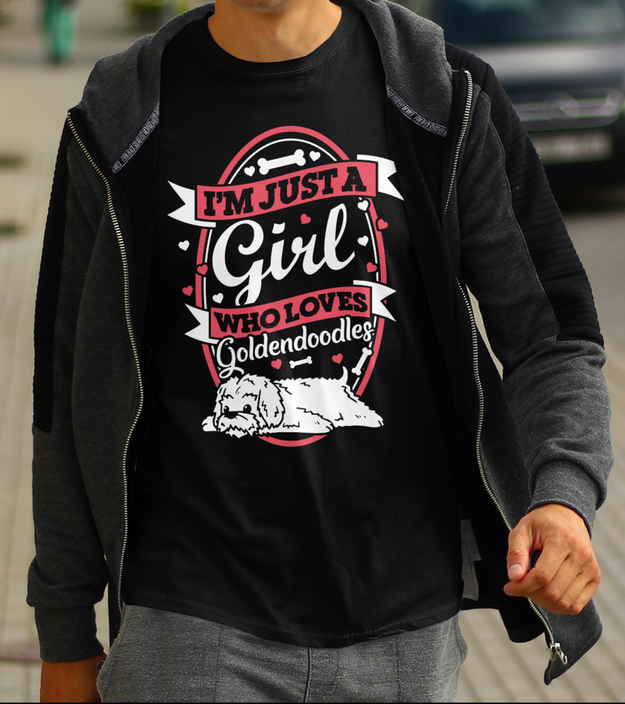 I'M JUST A GIRL WHO LOVES GOLDENDOODLES WITH HEART AND BONE ACCENTS T-Shirt