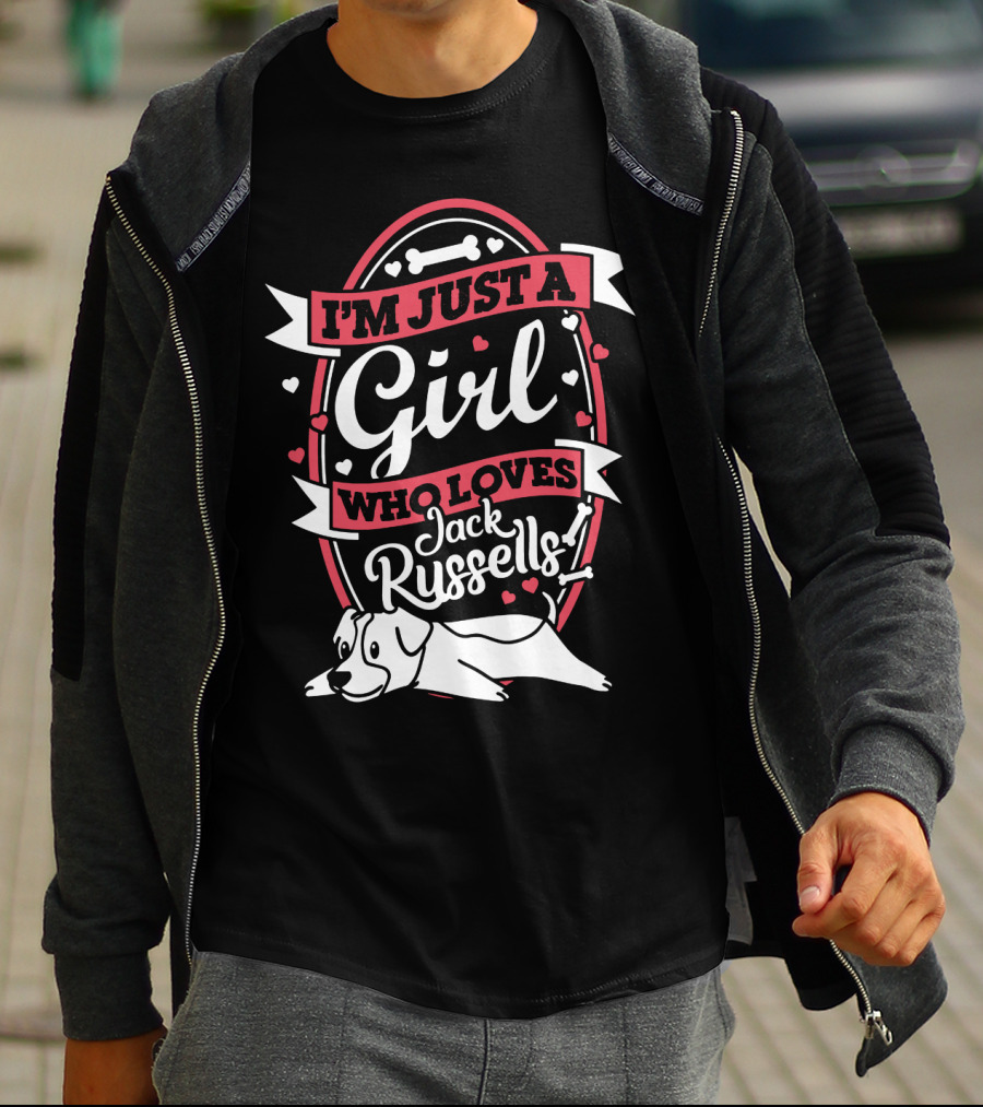 I'm Just A Girl Who Loves Jack Russells With Heart And Bone Accents T-Shirt