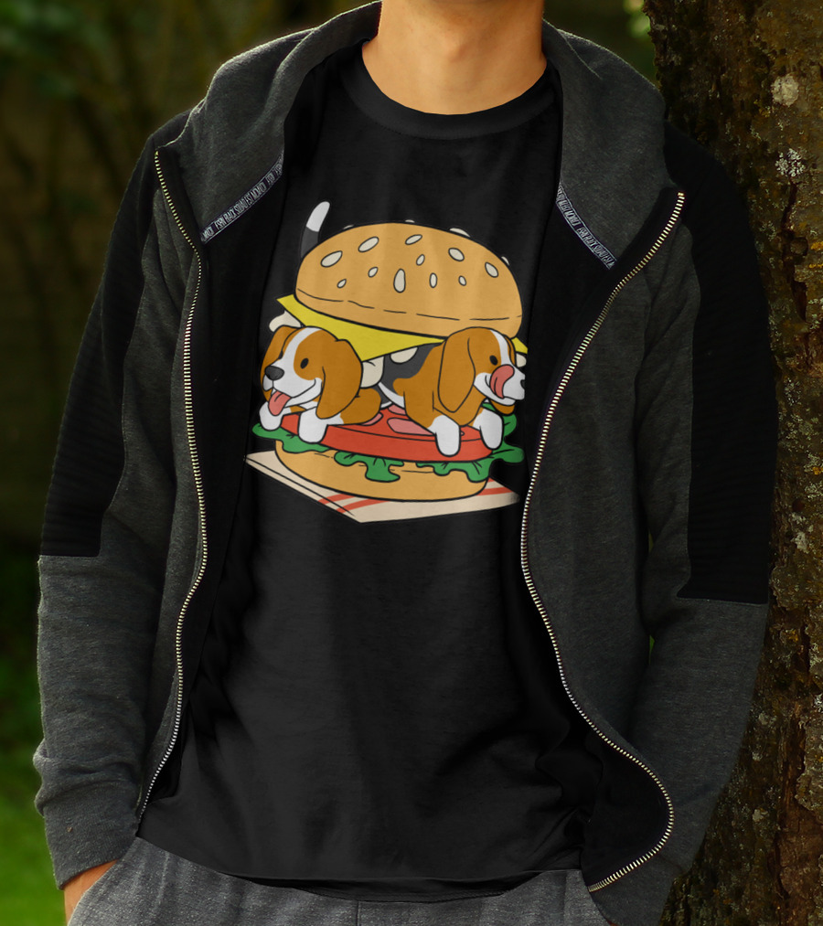 Beagle Burger Cuteness With Cheese, Lettuce, And Tomato T-Shirt