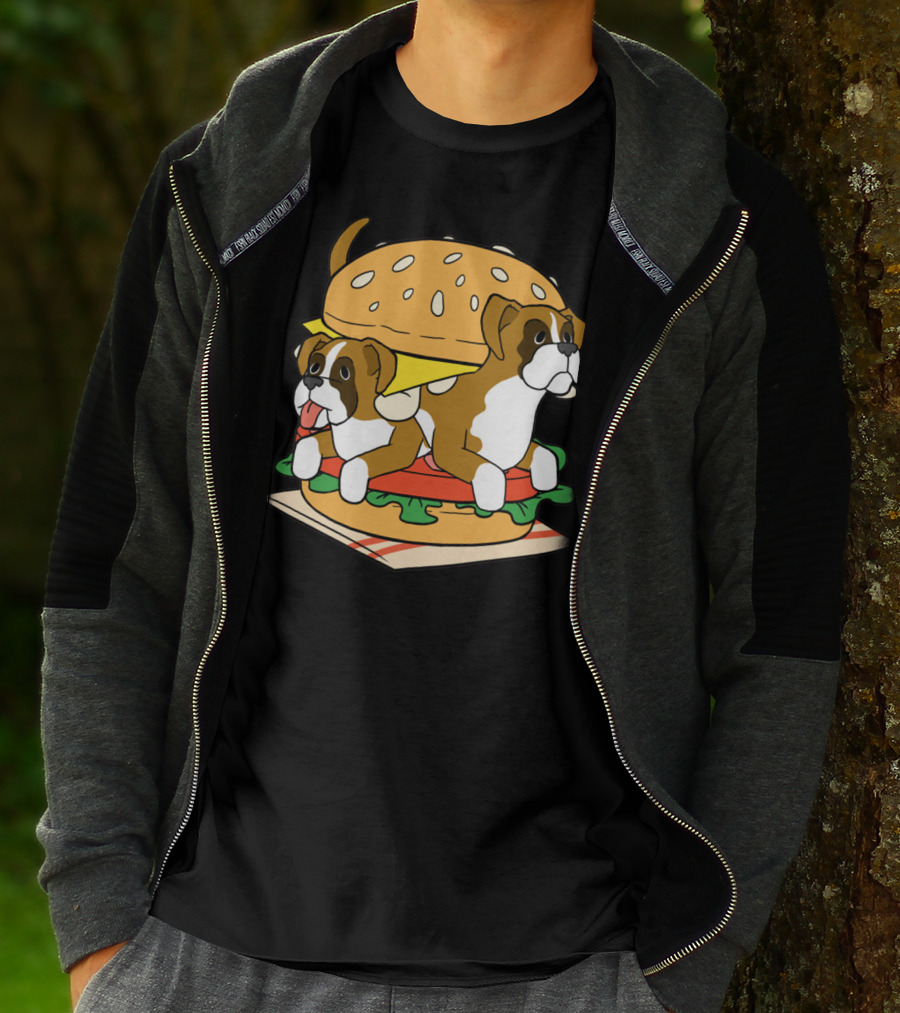 Boxer Dogs Stacked In Cheeseburger Delight T-Shirt