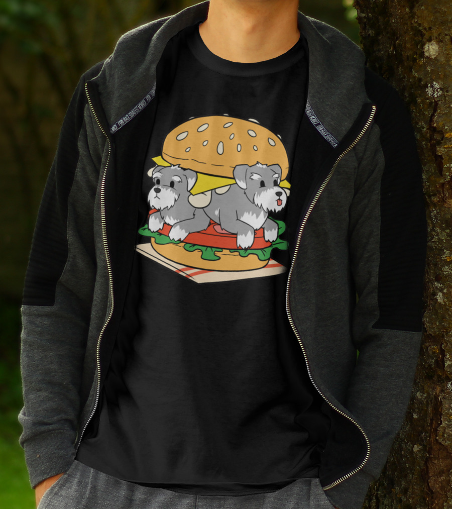 Schnauzer Double Hamburger With Cheese, Lettuce, And Tomato T-Shirt