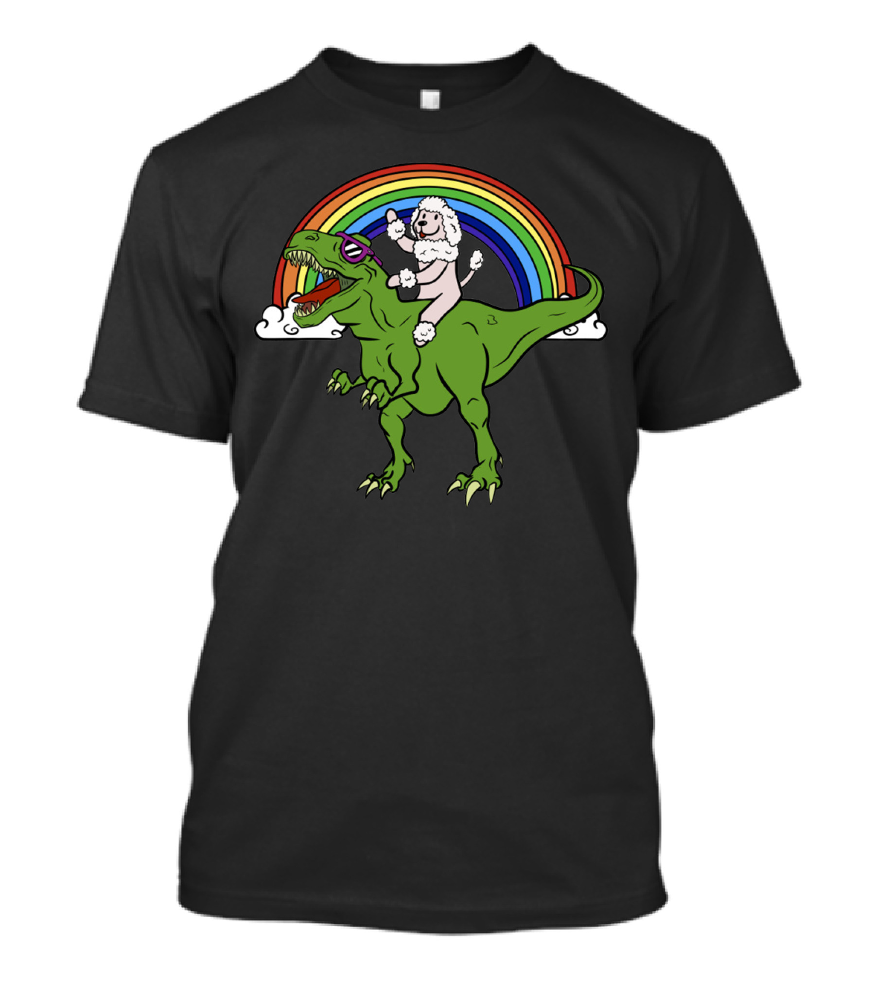 Poodle Riding Dinosaur T-Shirt