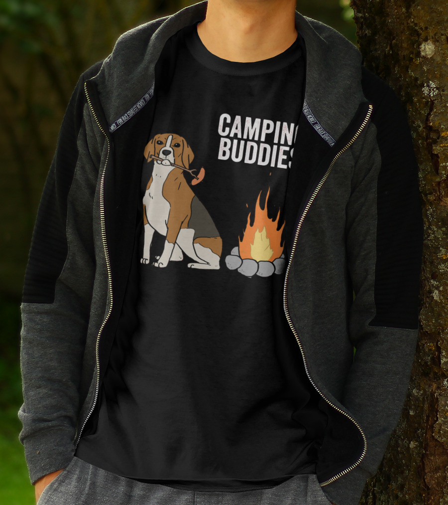 CAMPGROUND ADVENTURE WITH BEAGLE AND CAMPFIRE BUDDIES T-Shirt