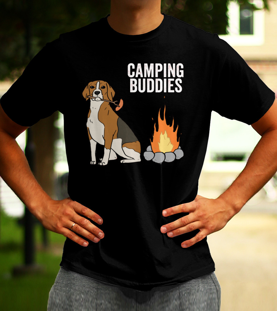 CAMPGROUND ADVENTURE WITH BEAGLE AND CAMPFIRE BUDDIES T-Shirt
