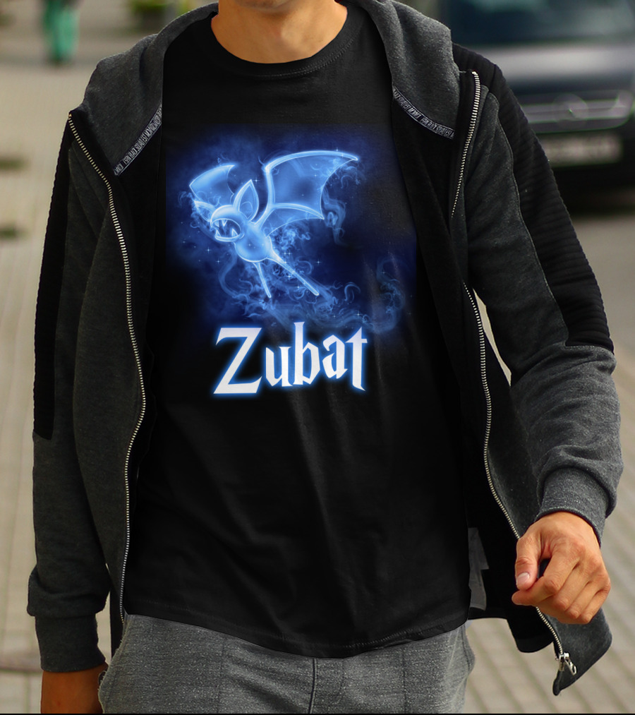 Zubat Pokemon Patronus Glowing Blue Mystical Bat T-Shirt