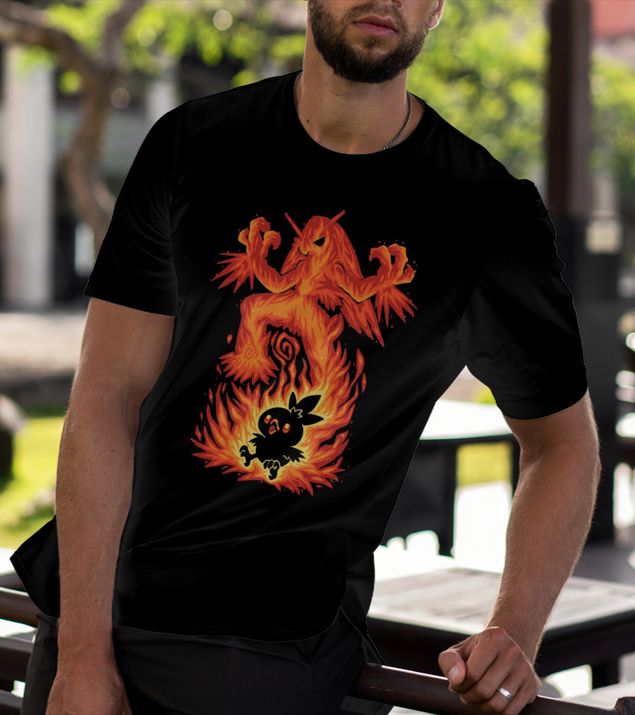 Evolution Pokemon Torchic Blaziken Flames T-Shirt