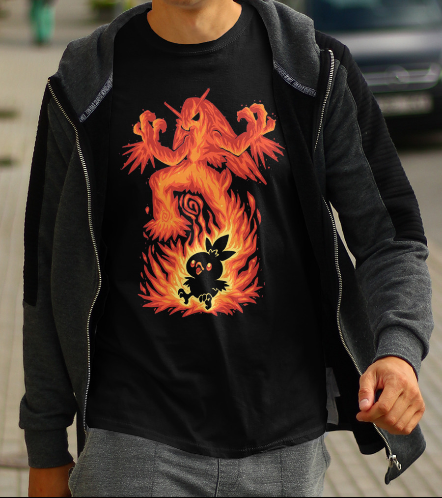 Evolution Pokemon Torchic Blaziken Flames T-Shirt