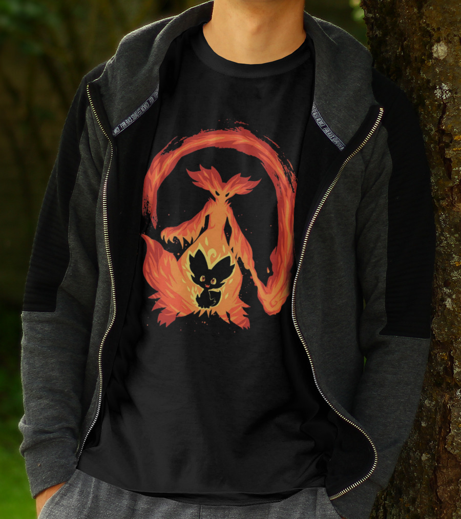 Evolution Pokemon Fire Type Delphox Flame Spiritual Transformation T-Shirt