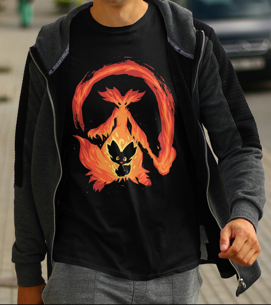 Evolution Pokemon Fire Type Delphox Flame Spiritual Transformation T-Shirt