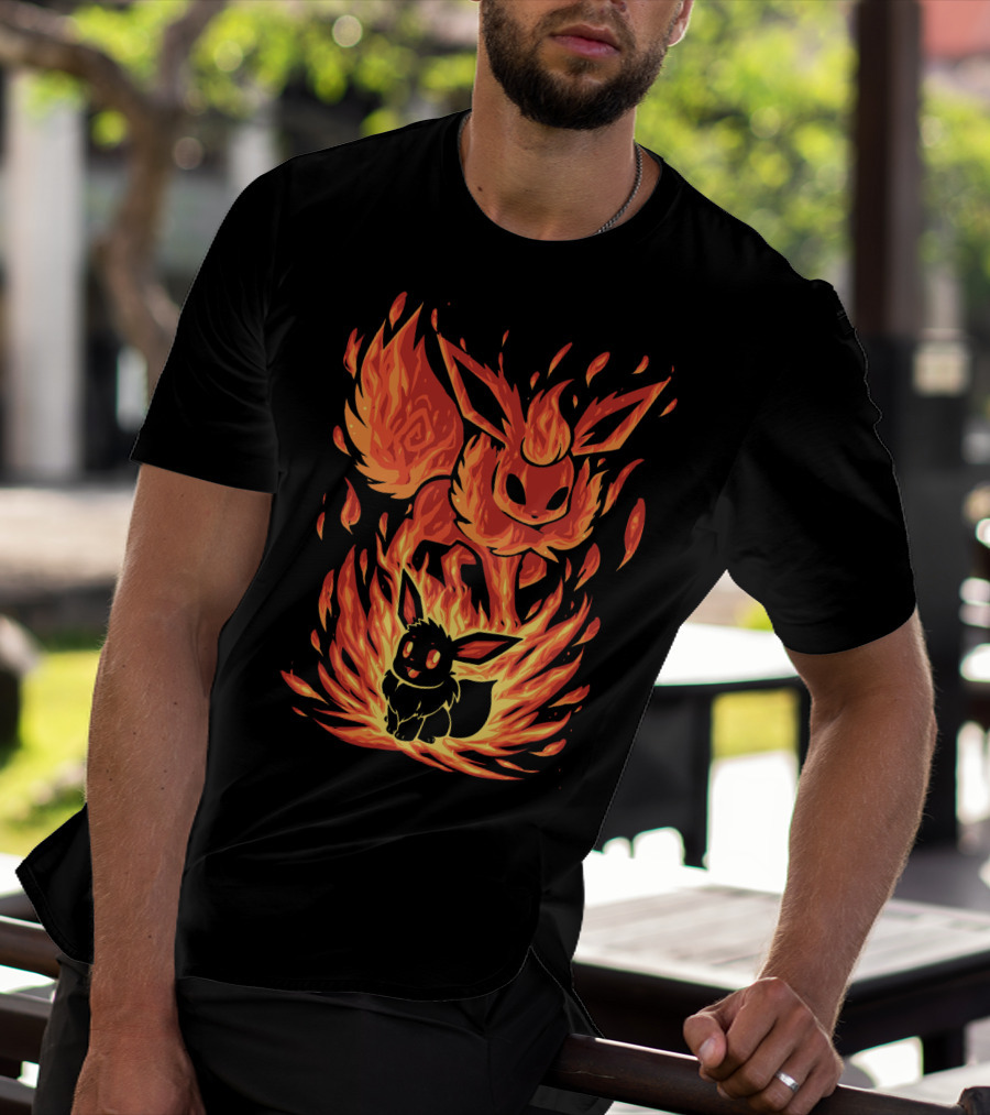 Eevee To Flareon Evolution Fire Transformation Pokemon T-Shirt