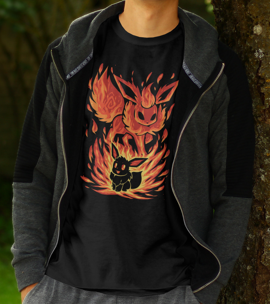 Eevee To Flareon Evolution Fire Transformation Pokemon T-Shirt