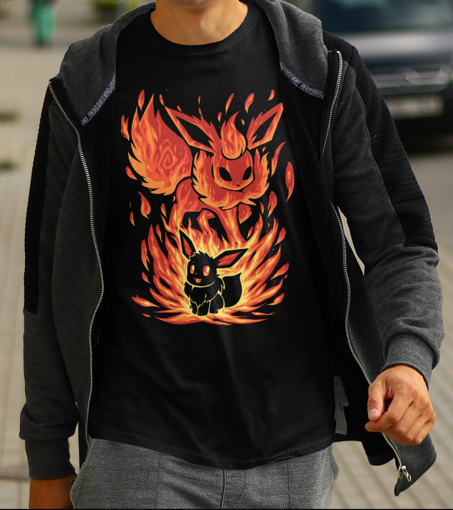 Eevee To Flareon Evolution Fire Transformation Pokemon T-Shirt