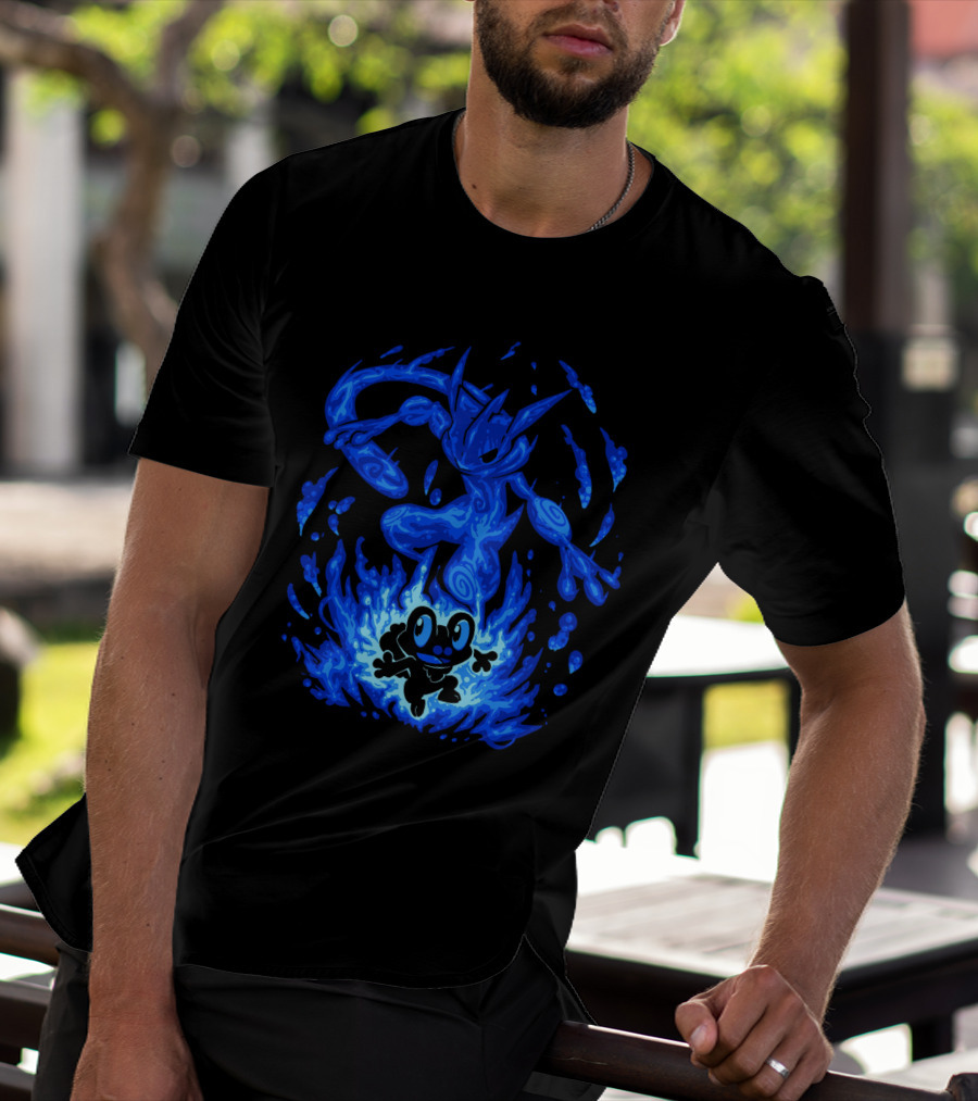 Evolution Pokemon Greninja Froakie Blue Flames T-Shirt