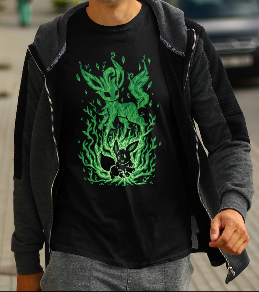 Evolution Pokemon Leafeon Eevee Flames Transformation T-Shirt