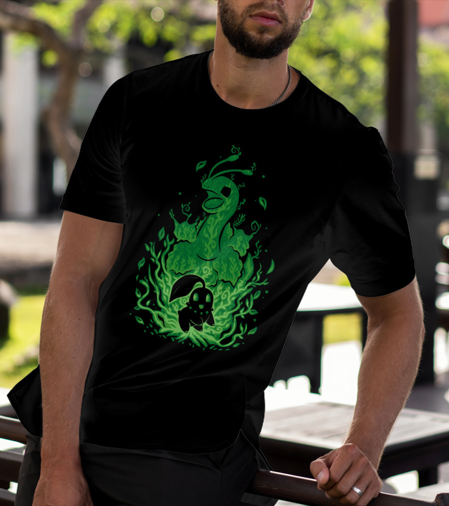 Evolution Pokemon Meganium Chikorita Glowing Green T-Shirt
