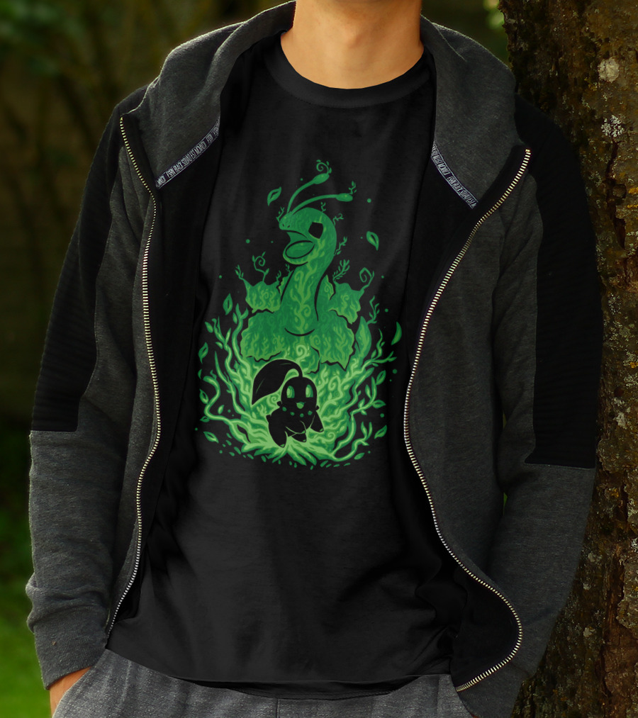 Evolution Pokemon Meganium Chikorita Glowing Green T-Shirt