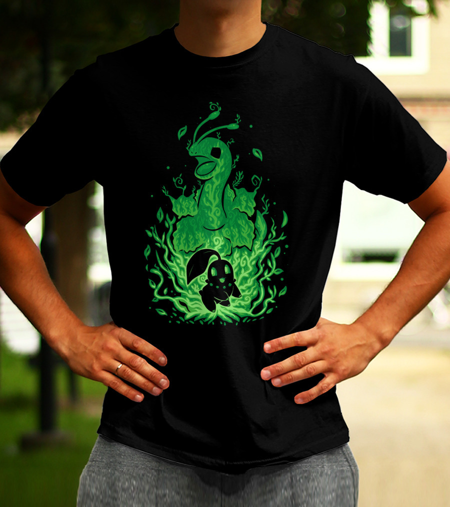 Evolution Pokemon Meganium Chikorita Glowing Green T-Shirt