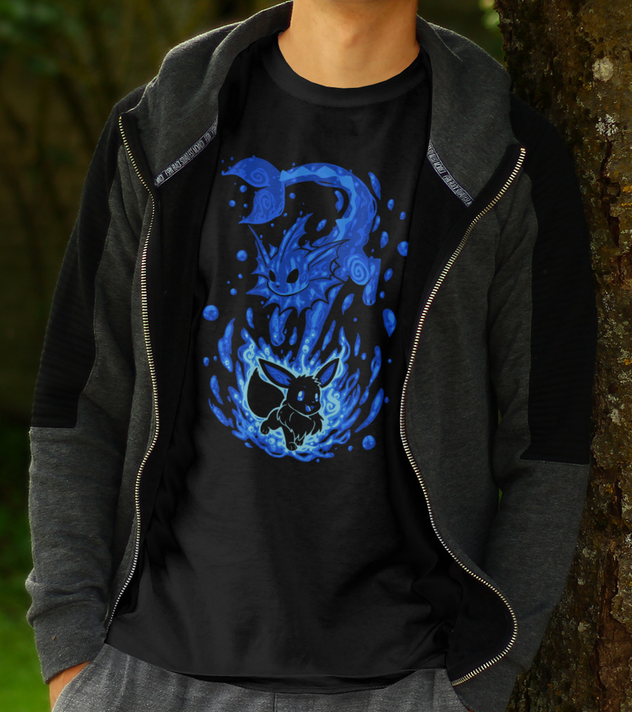 Evolution Pokemon Vaporeon Eevee Transformation Blue Watersplash T-Shirt