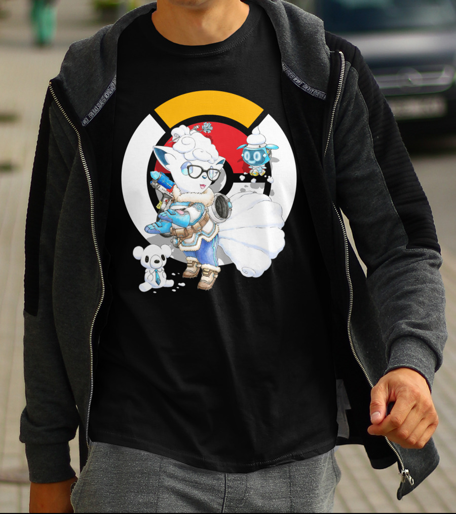 Pokemon X Overwatch Alolan Vulpix With Mei Winter T-Shirt