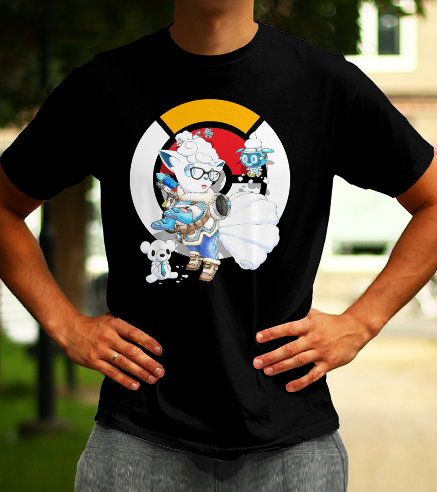 Pokemon X Overwatch Alolan Vulpix With Mei Winter T-Shirt