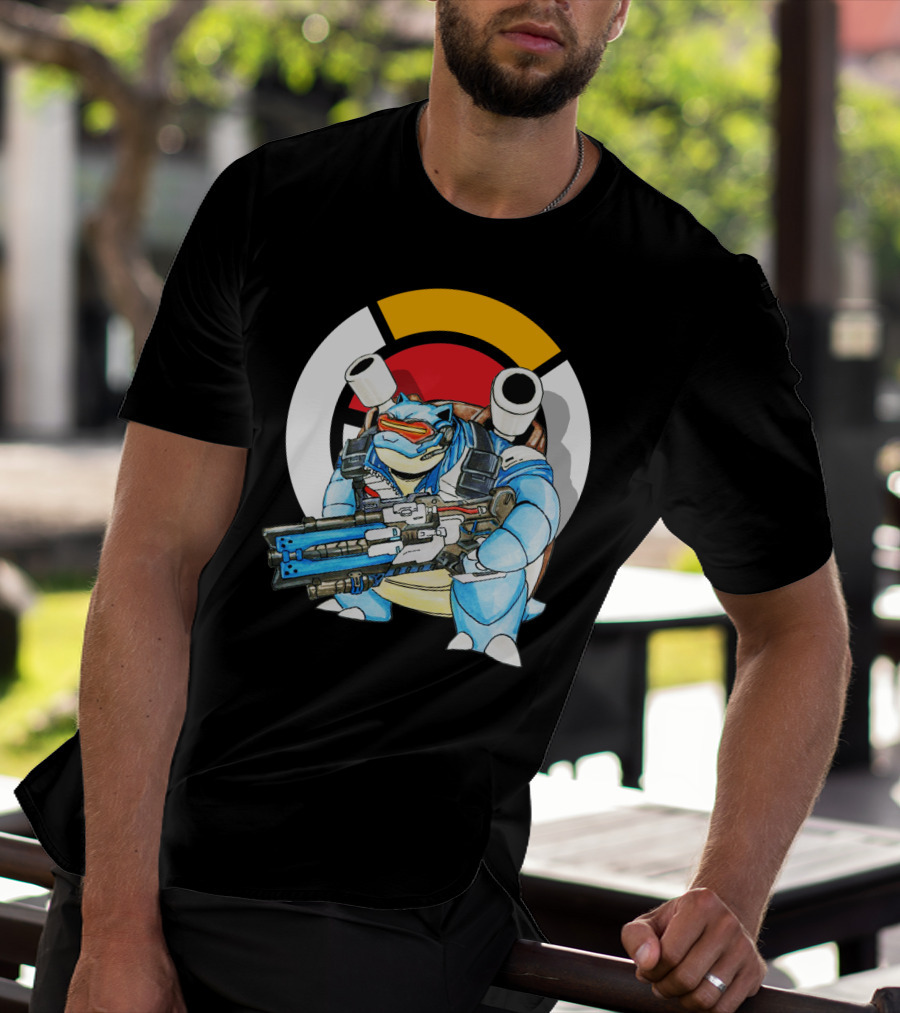 Pokemon X Blastoise X Soldier76 Crossover Fusion T-Shirt