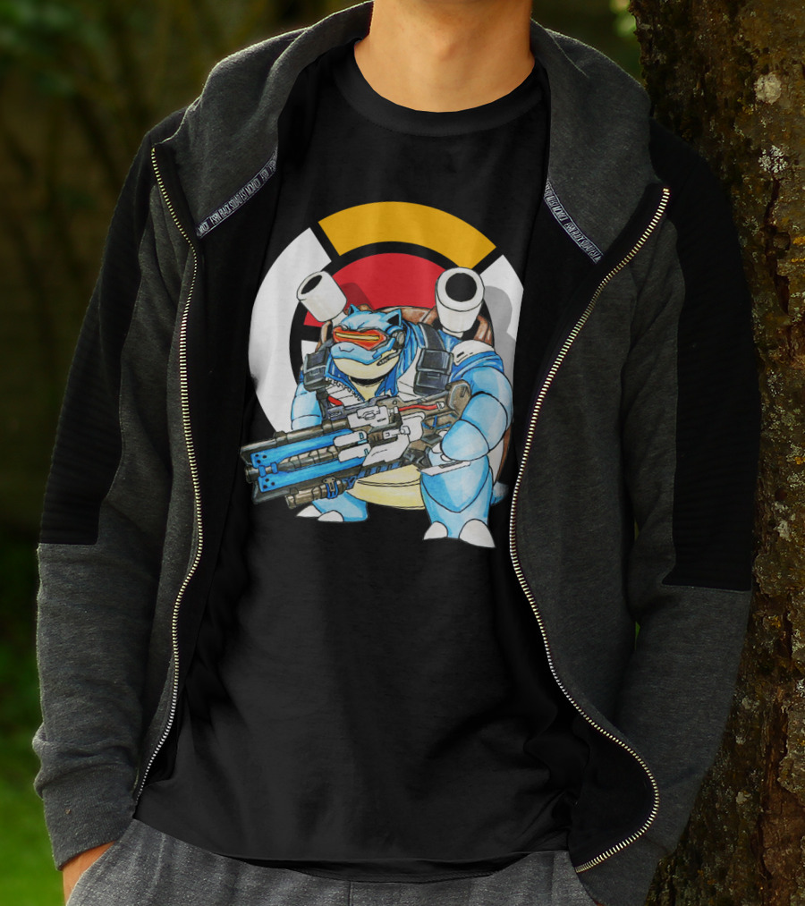 Pokemon X Blastoise X Soldier76 Crossover Fusion T-Shirt