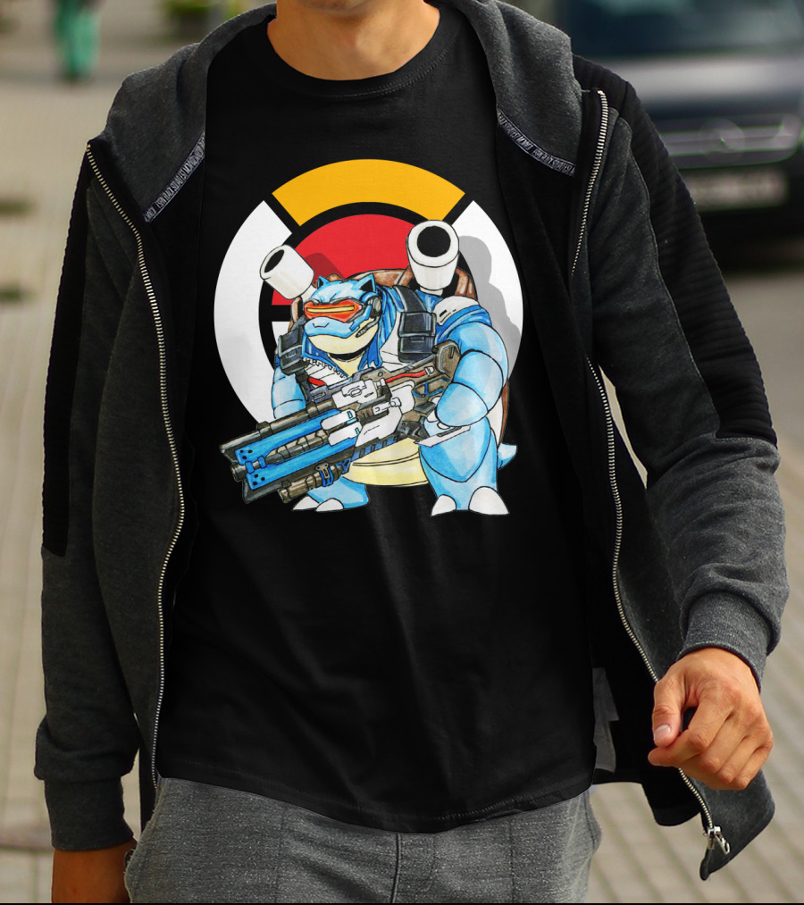 Pokemon X Blastoise X Soldier76 Crossover Fusion T-Shirt