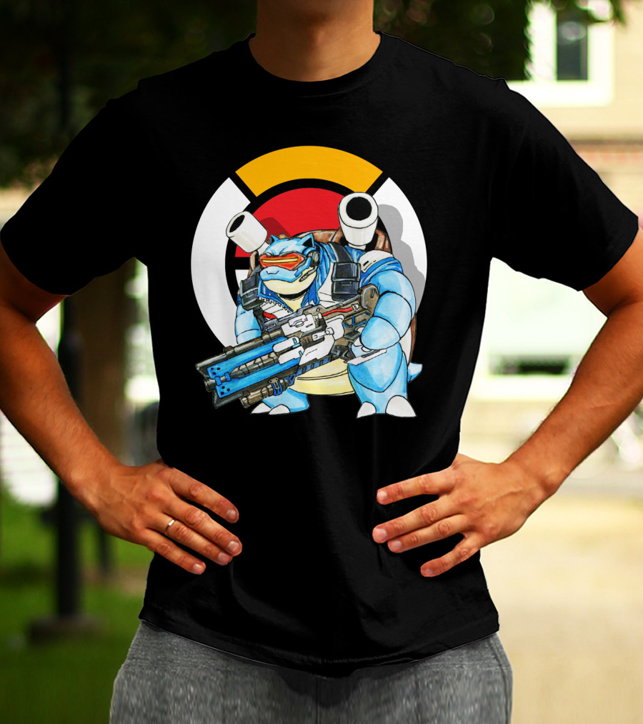 Pokemon X Blastoise X Soldier76 Crossover Fusion T-Shirt