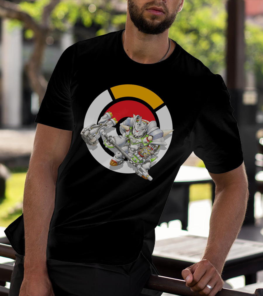 Pokemon X Overwatch Chesnaught Reinhardt Crossover Battle Armor T-Shirt