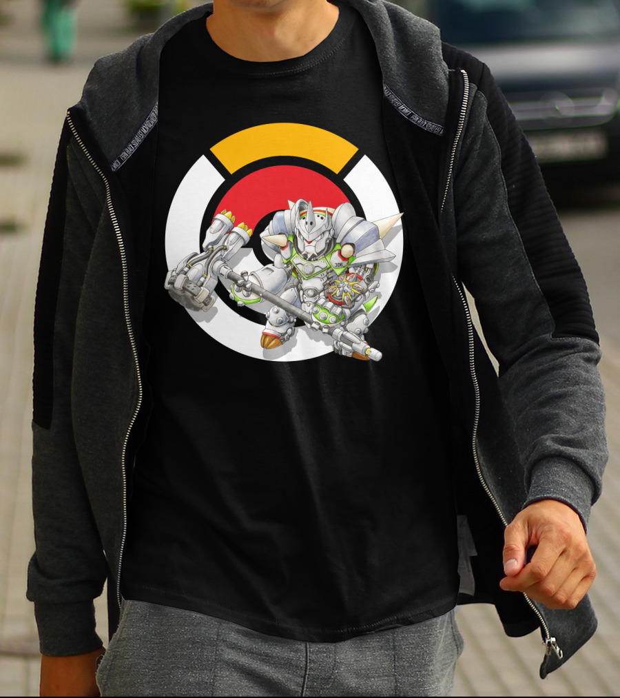 Pokemon X Overwatch Chesnaught Reinhardt Crossover Battle Armor T-Shirt
