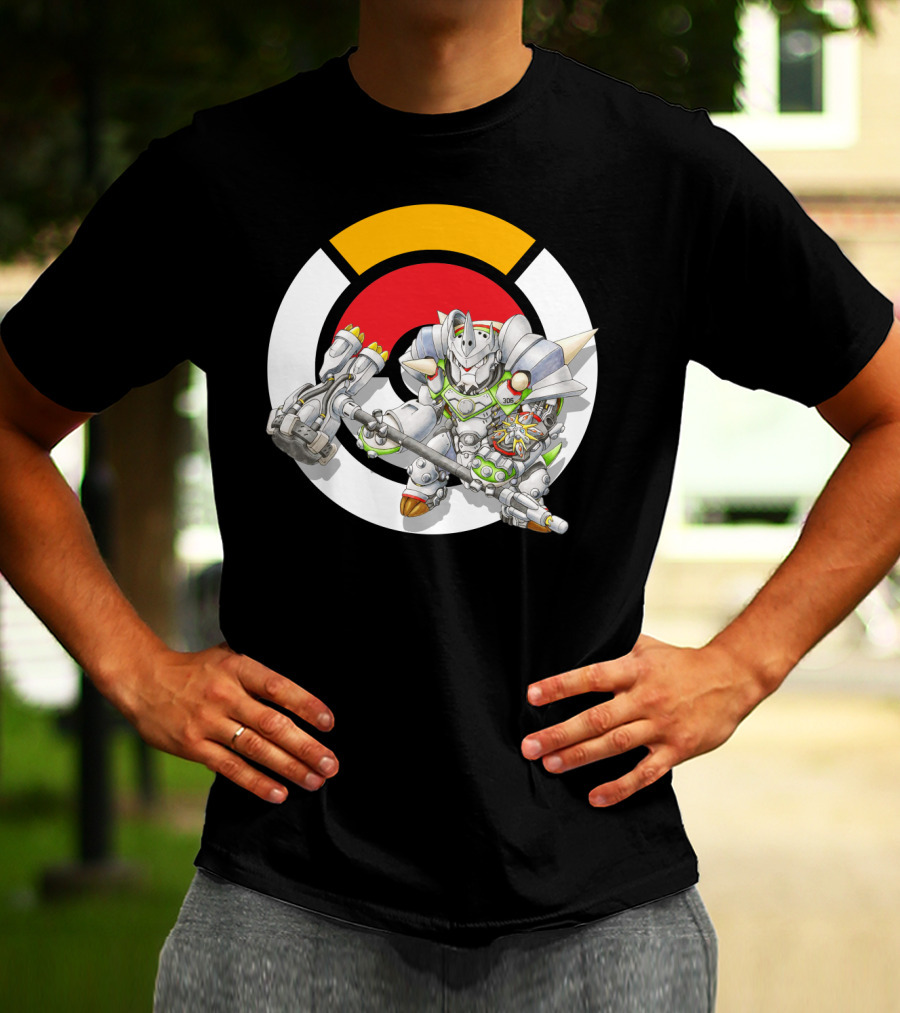 Pokemon X Overwatch Chesnaught Reinhardt Crossover Battle Armor T-Shirt