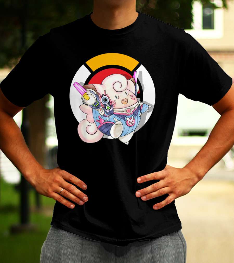 Pokemon Clefairy Overwatch D.va Crossover T-Shirt