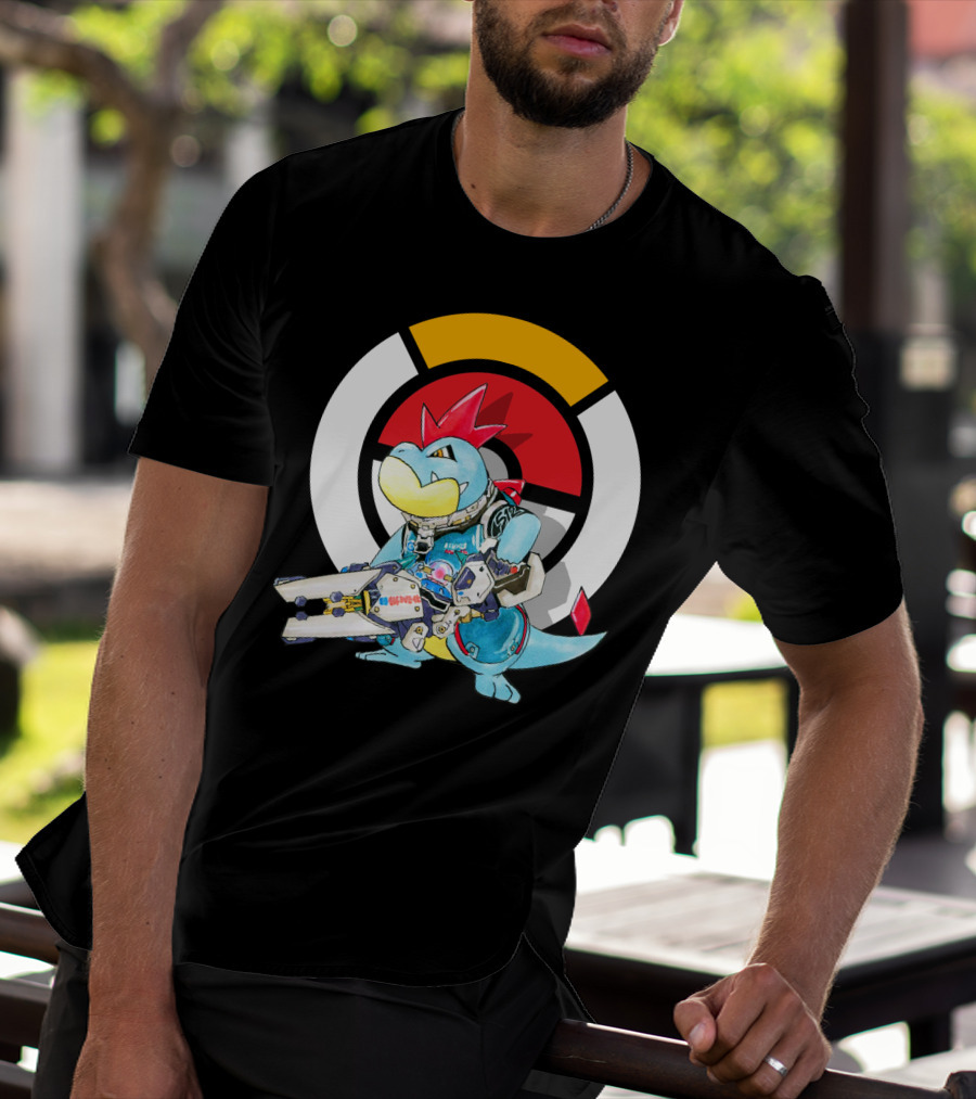 POKEMON CROCONAW ZARYA Crossover With Pokeball Background T-Shirt