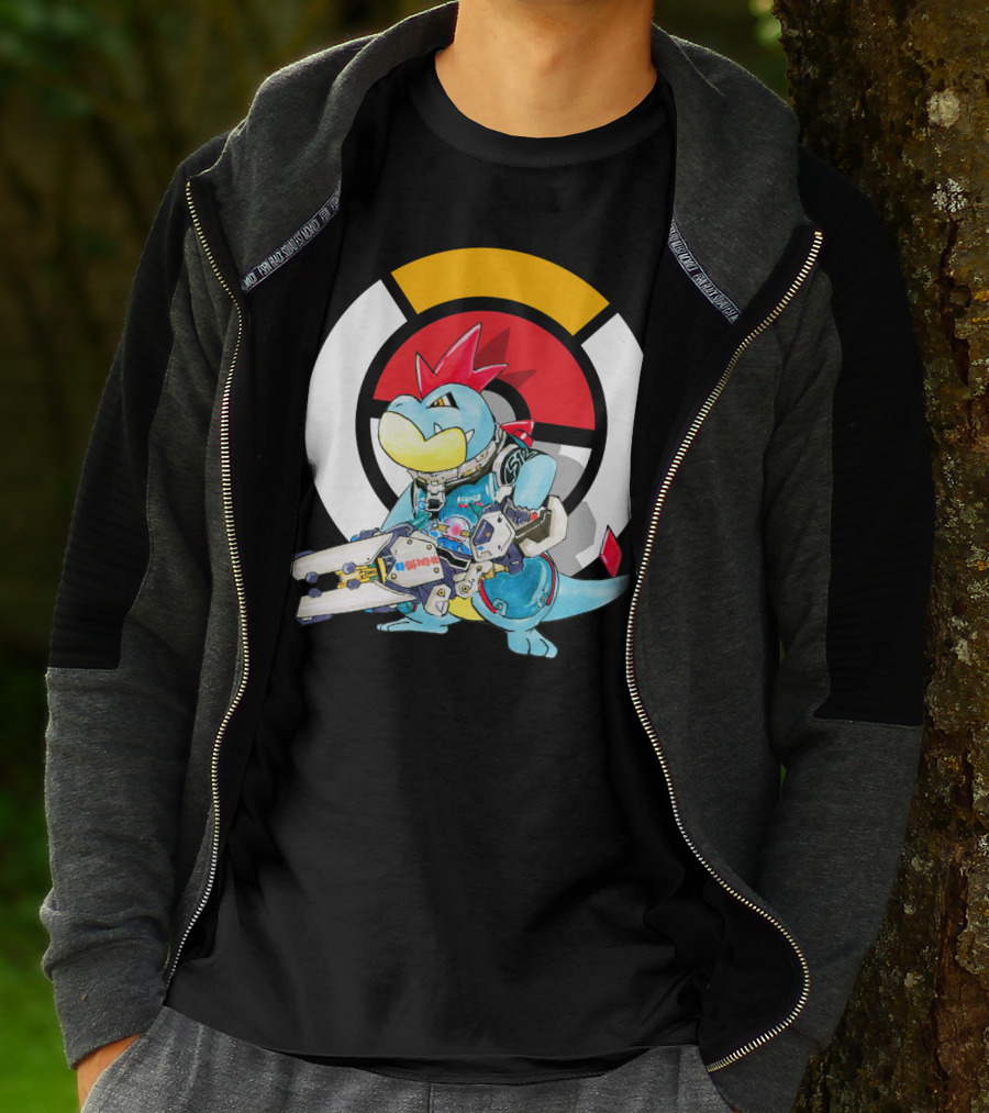 POKEMON CROCONAW ZARYA Crossover With Pokeball Background T-Shirt