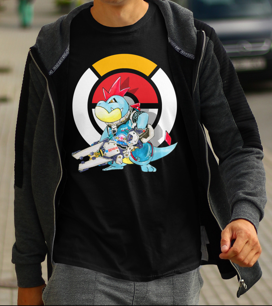 POKEMON CROCONAW ZARYA Crossover With Pokeball Background T-Shirt