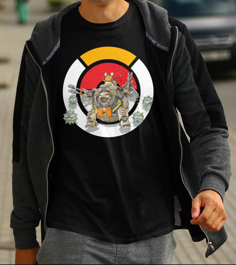 Pokemon X Over Dedenne X Hammond Logo Circle With Ferrothorn T-Shirt