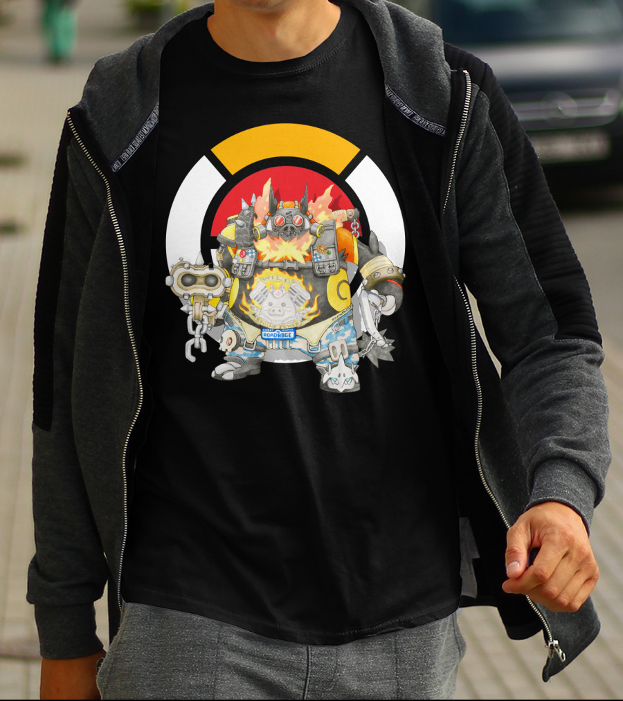 Pokemon X Overwatch Emboar Roadhog Mashup T-Shirt